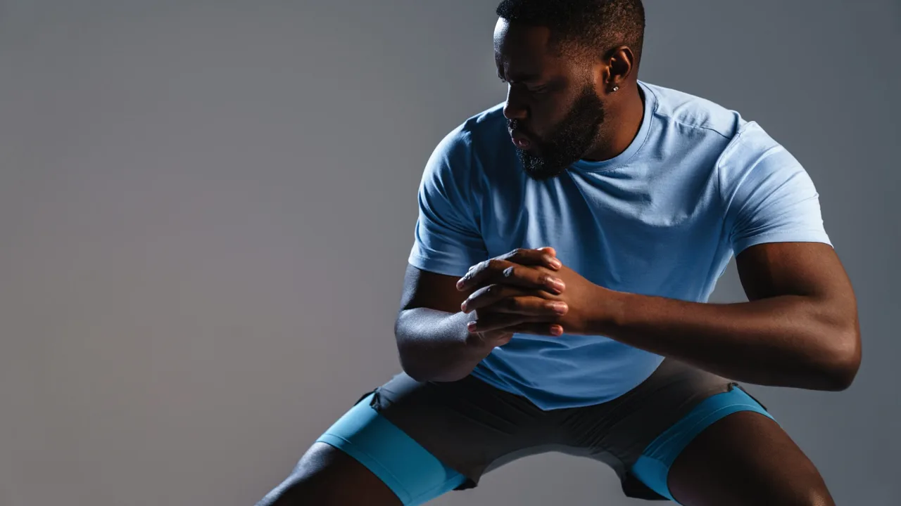 A man training with intensity at the gym